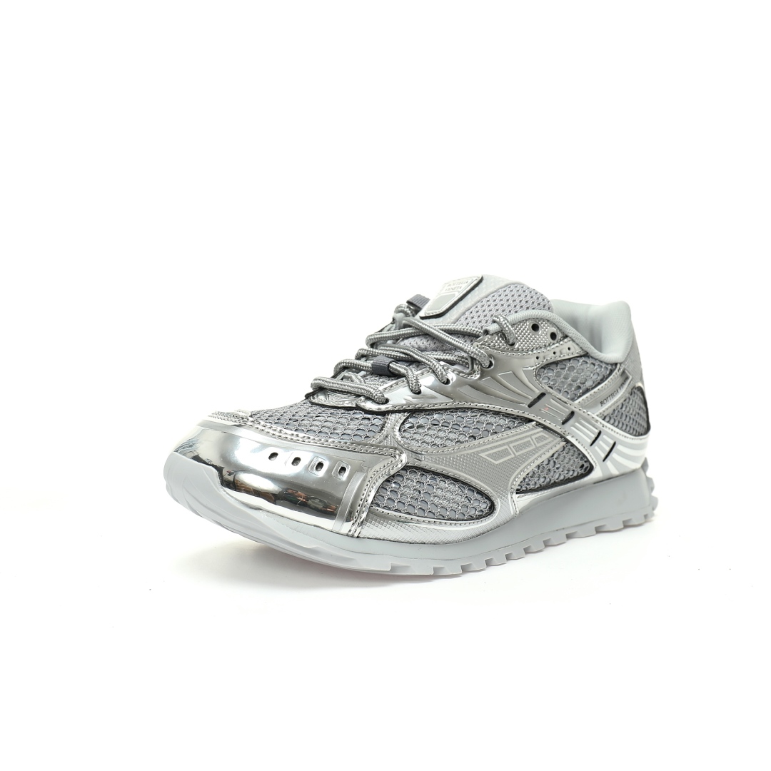 Bottega Veneta Orbit Lace-up Low Sneakers Silver 741357v4v511414