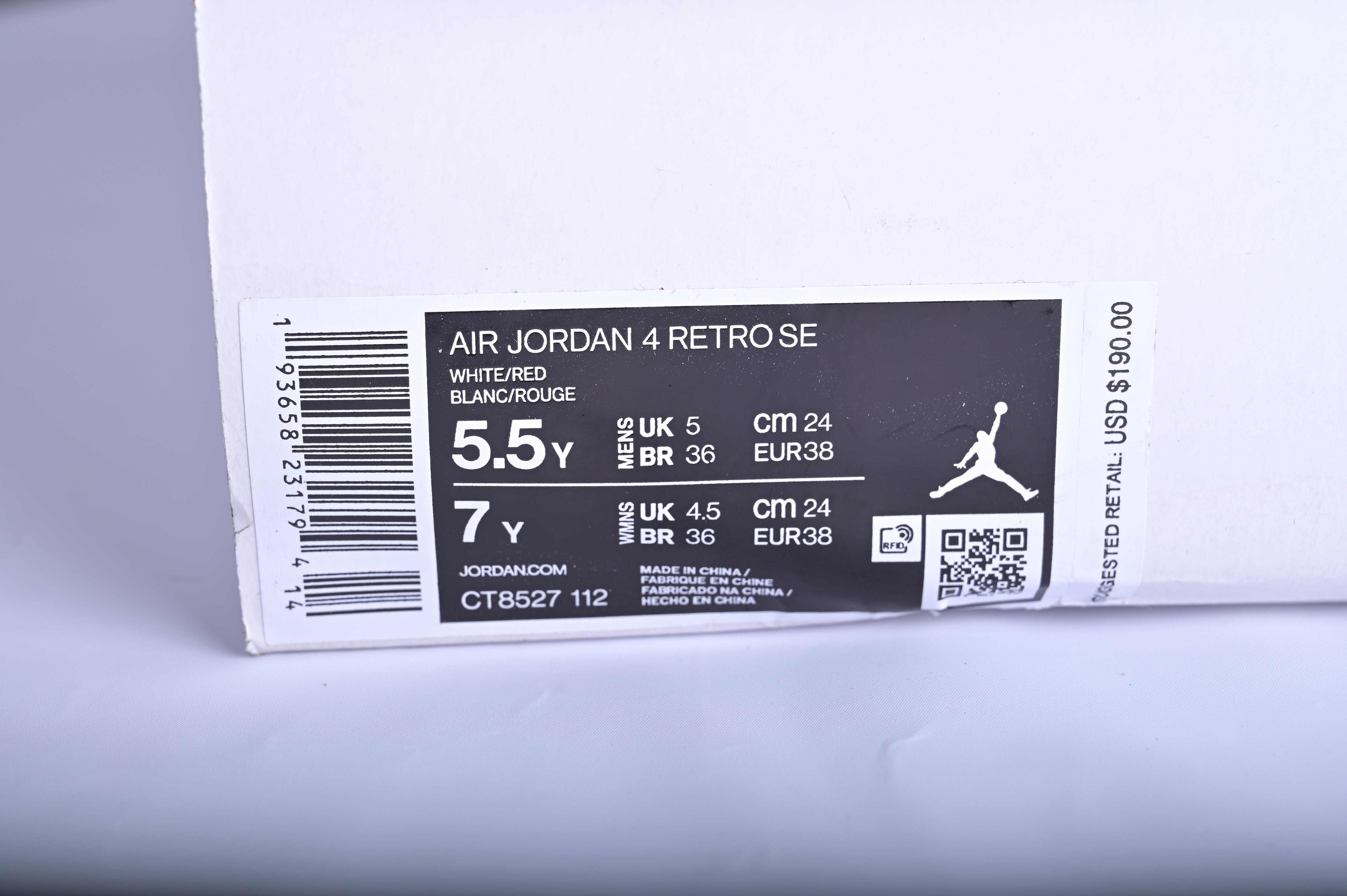 Air Jordan 4 White University Red CT8527-112