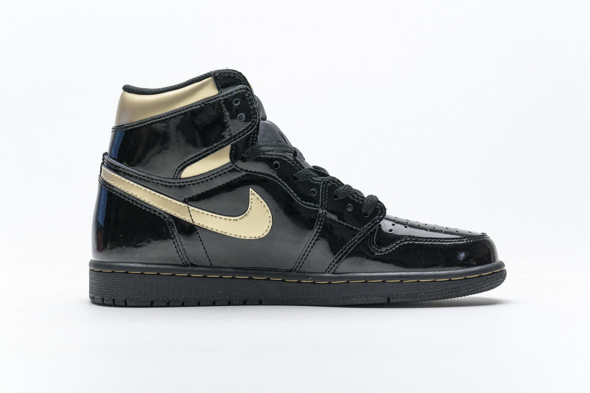 DG  Air Jordan 1 High OG Patent Black Metallic Gold  555088-032