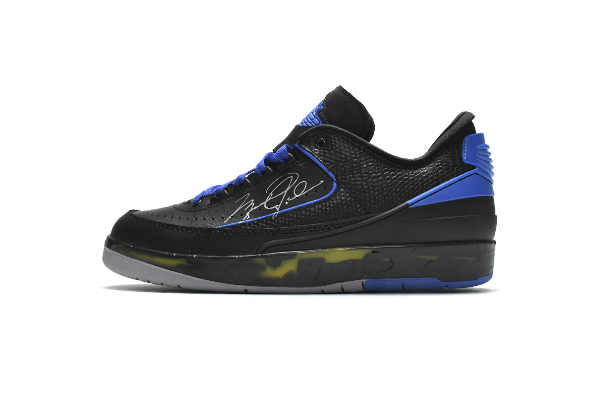 Off White x Air Jordan 2 Retro Low SP Black and Varsity Royal DJ4375-004