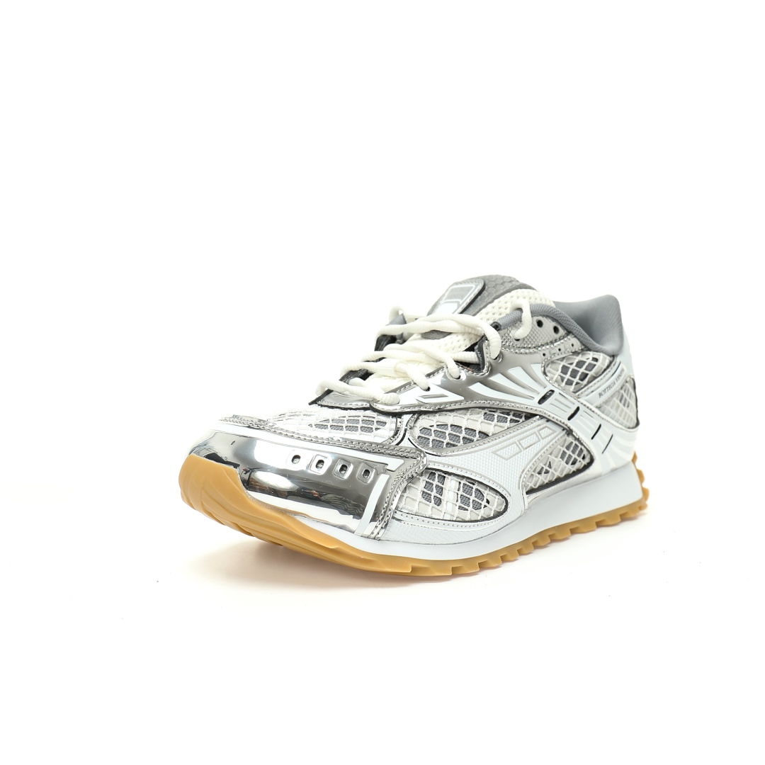 Bottega Veneta Orbit Lace-up Low Sneakers Silver White 741357v2x401425