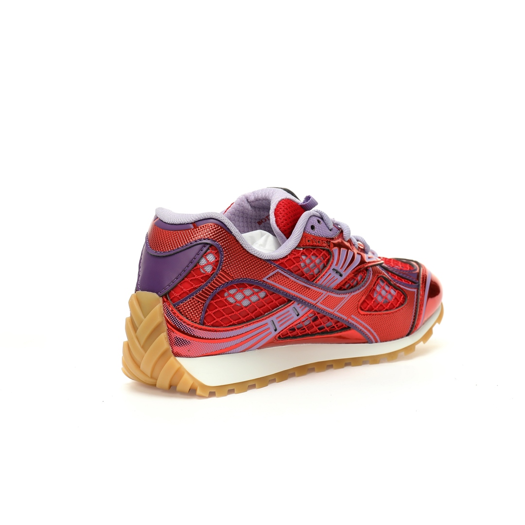 Bottega Veneta Orbit Lace-up Low Sneakers Metal Red Wisteria 755915v2x405851