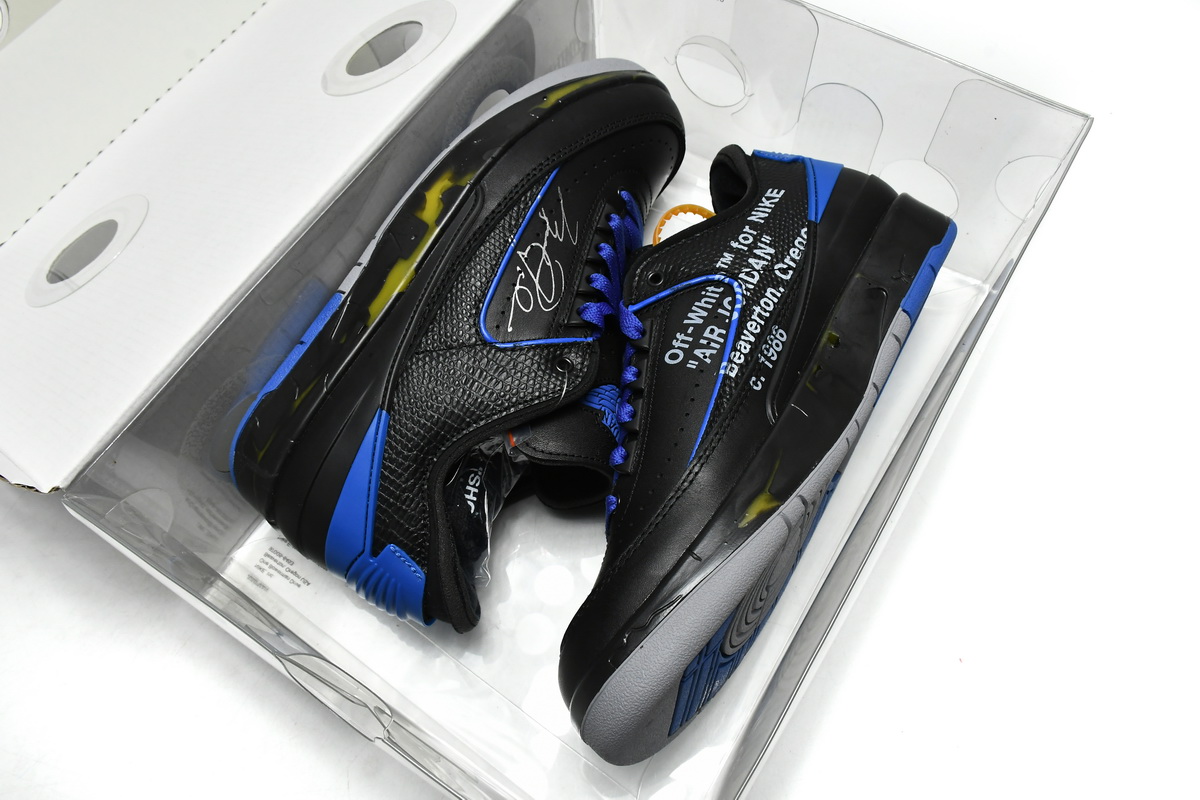 Off White x Air Jordan 2 Retro Low SP Black and Varsity Royal DJ4375-004
