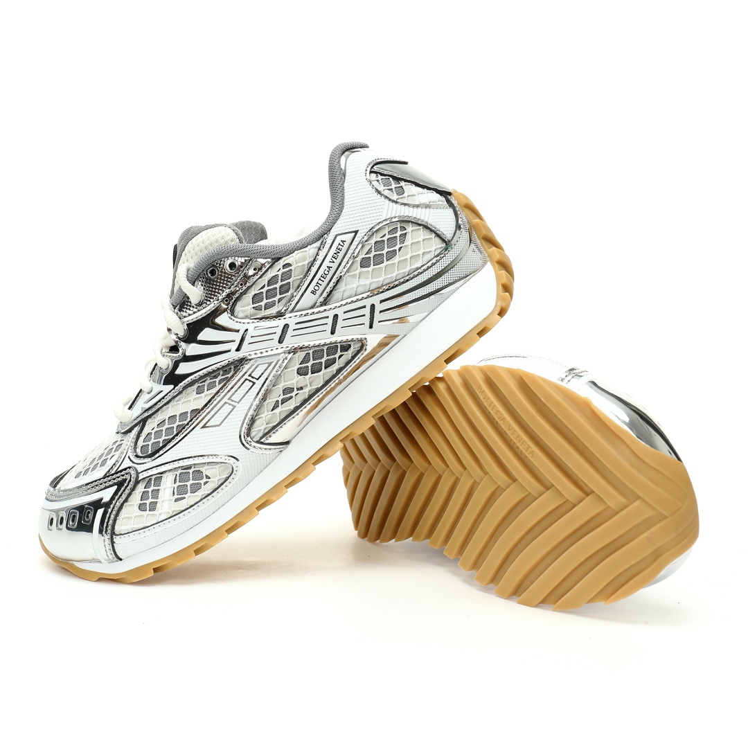 Bottega Veneta Orbit Lace-up Low Sneakers Silver White 741357v2x401425