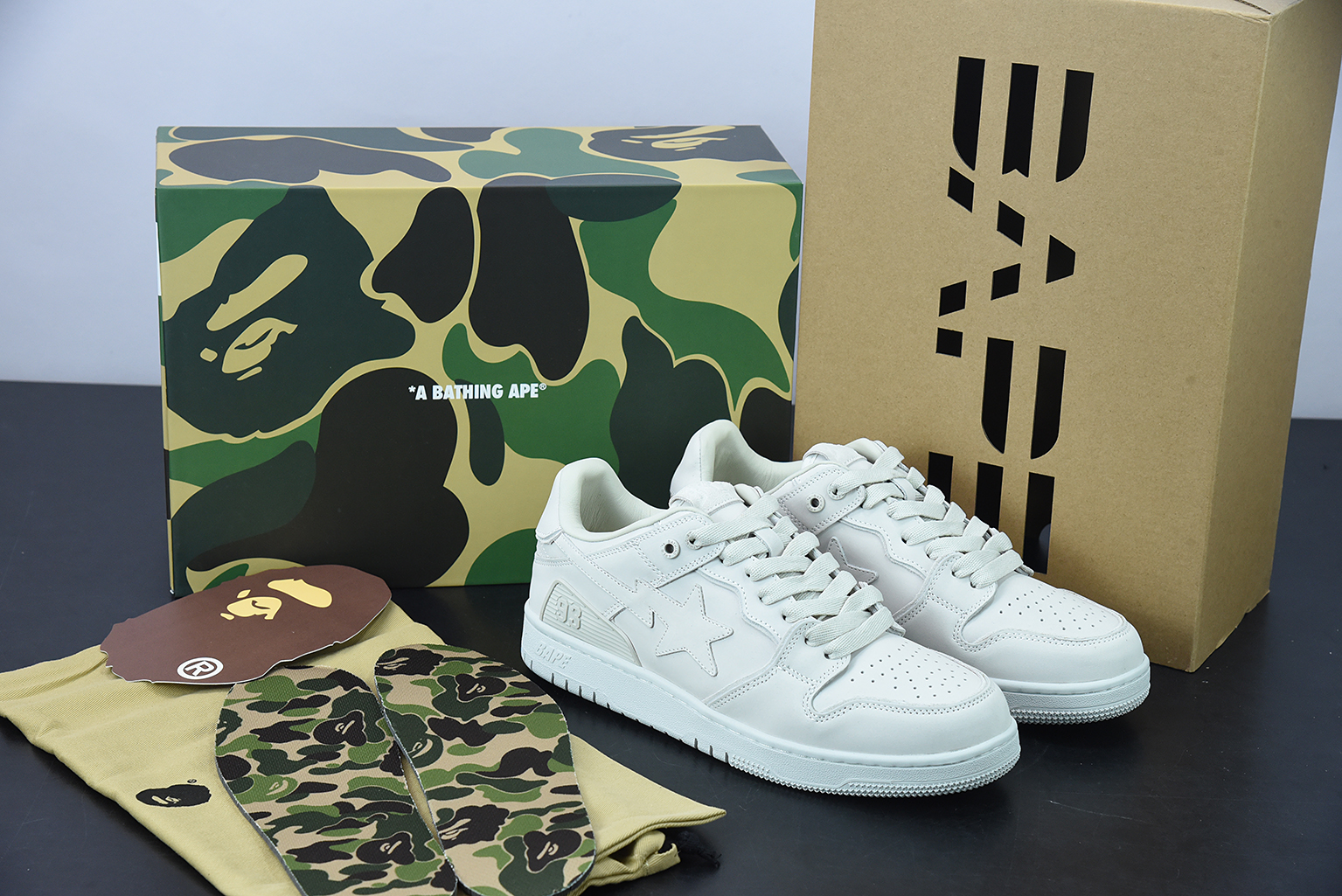 A Bathing Ape Bape SK8 Sta Triple White 1G801009I