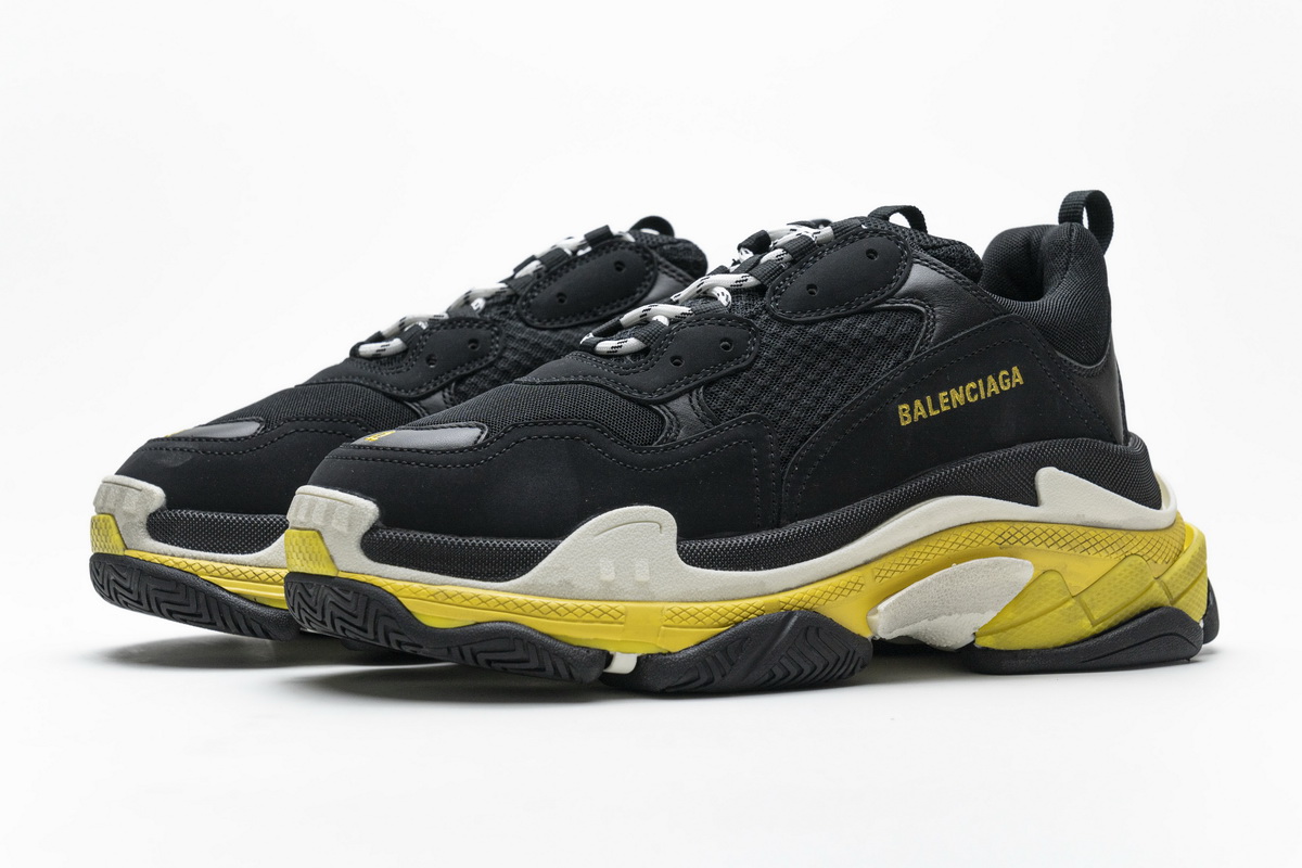 Ba***ci*ga Triple S Black Yellow  483513 W06E1 1078