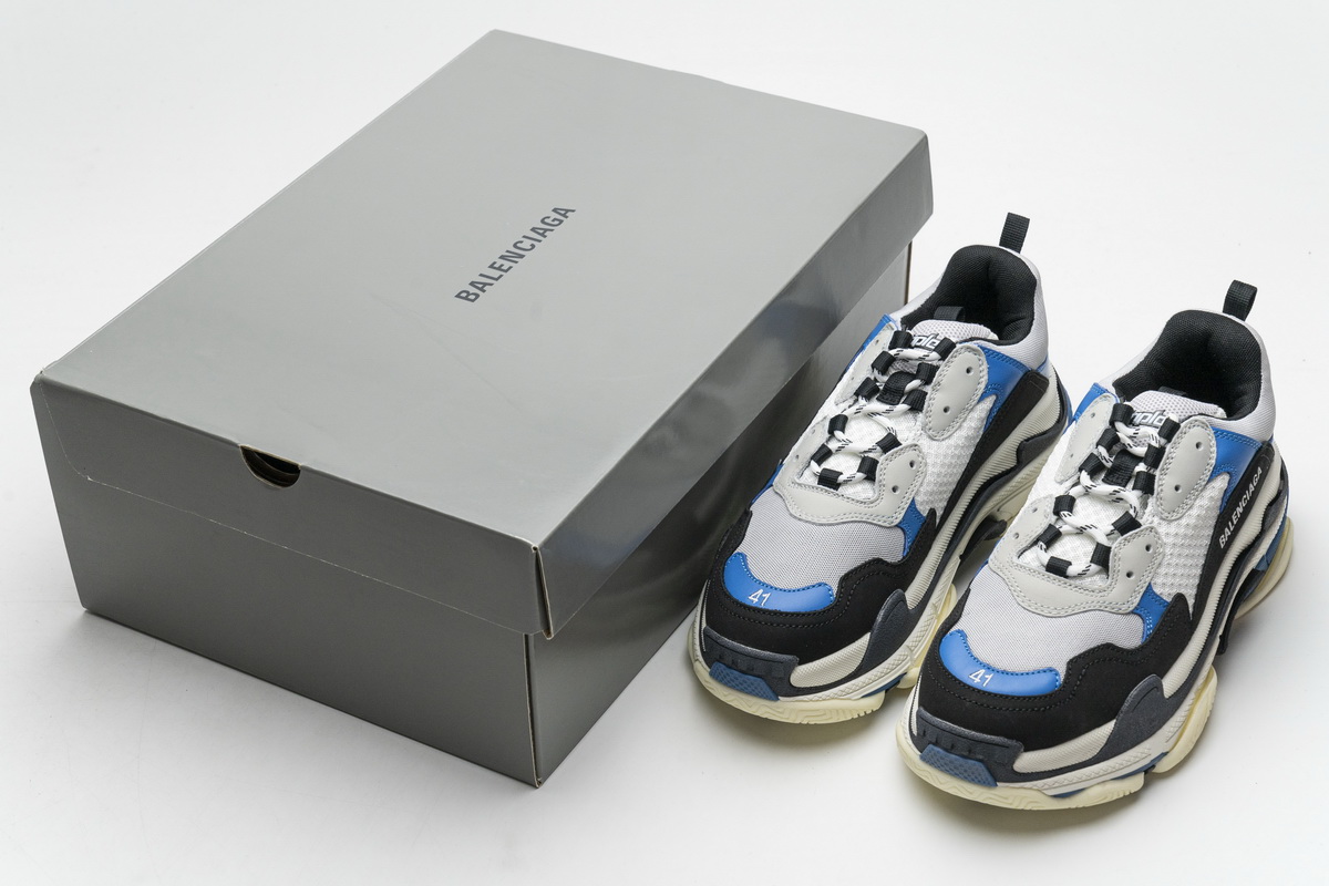 Ba***ci*ga Triple S Black Grey Blue  541624 W06E2 7080