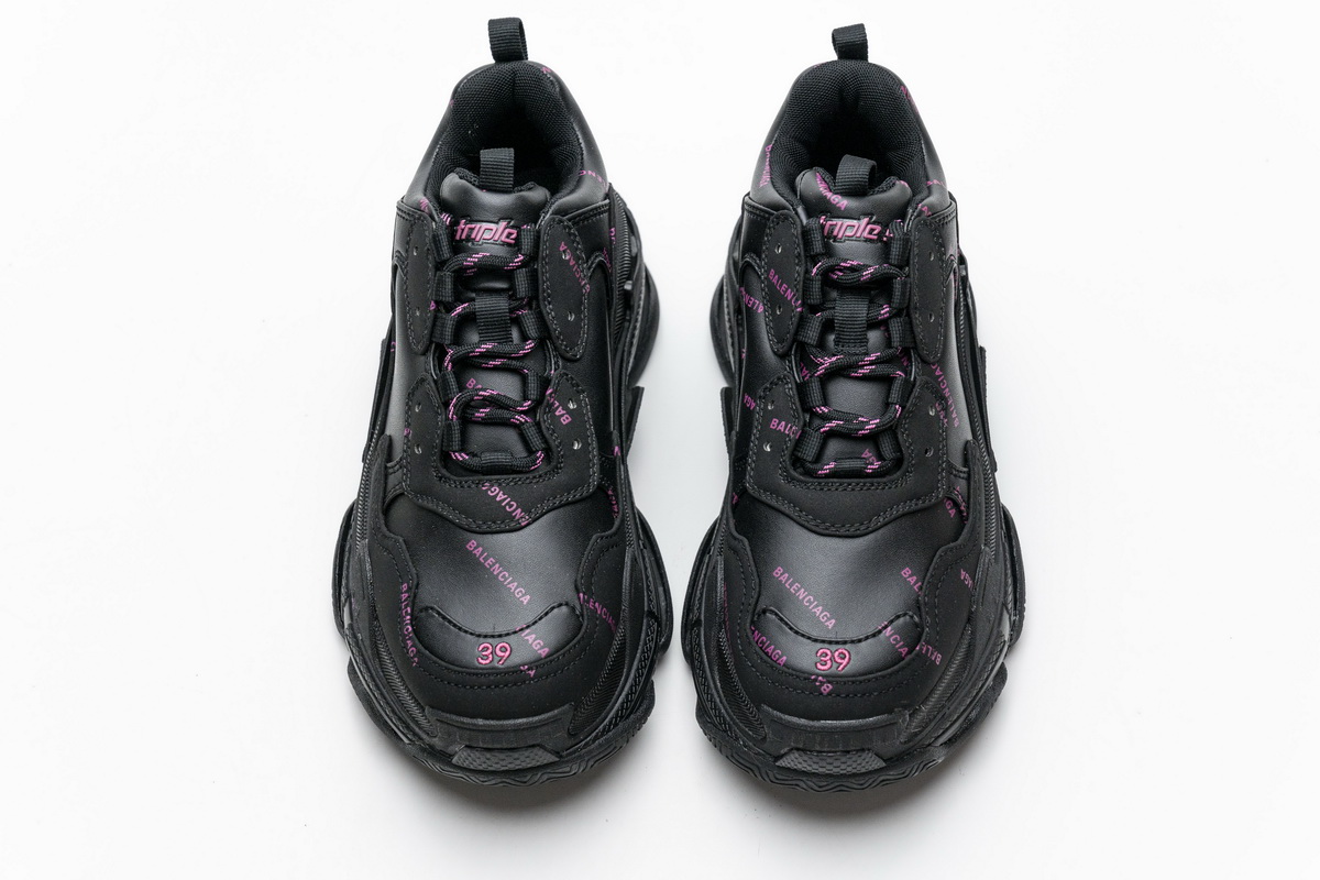 Ba***ci*ga Triple S Letter Black Pink   524039 W2FA1 7635