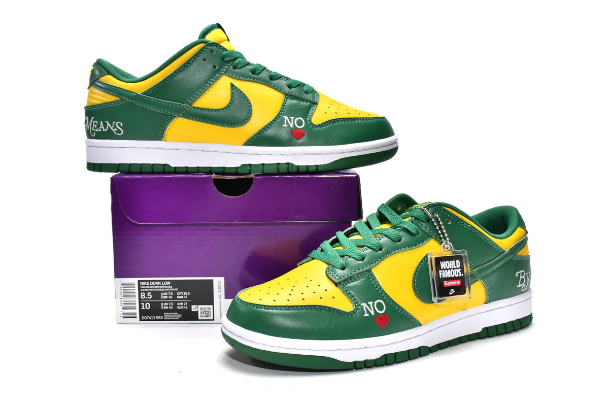 Supreme x Nike SB Dunk Low Brazil DO7412-983