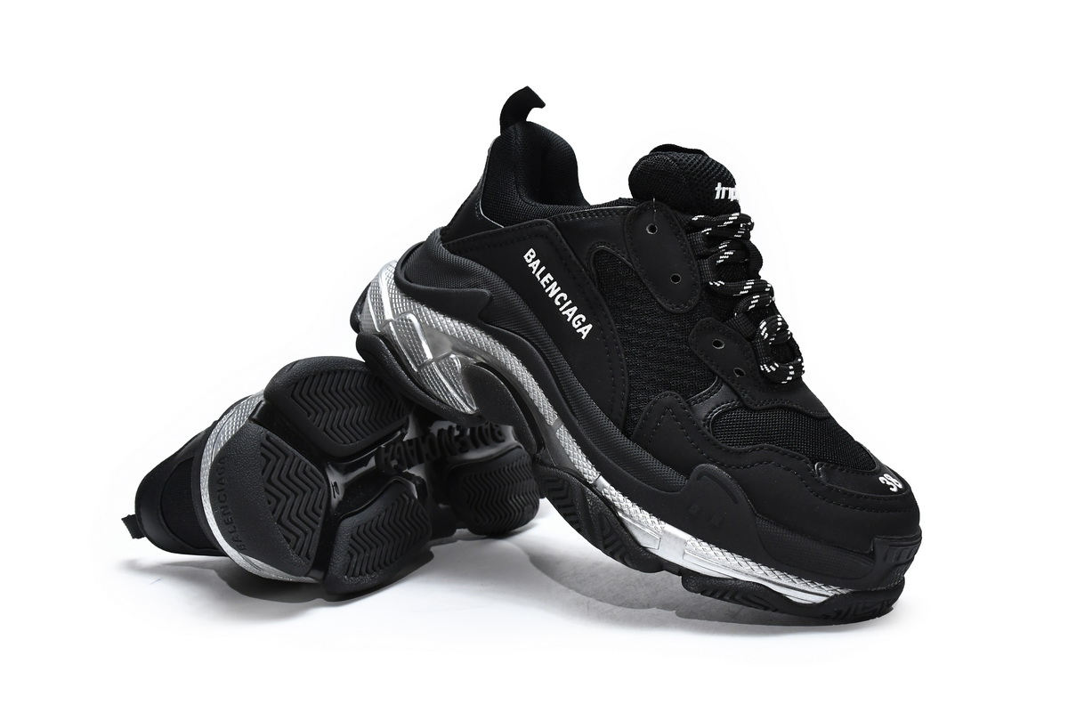 Ba***ci*ga Triple S Black Silver   544351 W2FB2 1001