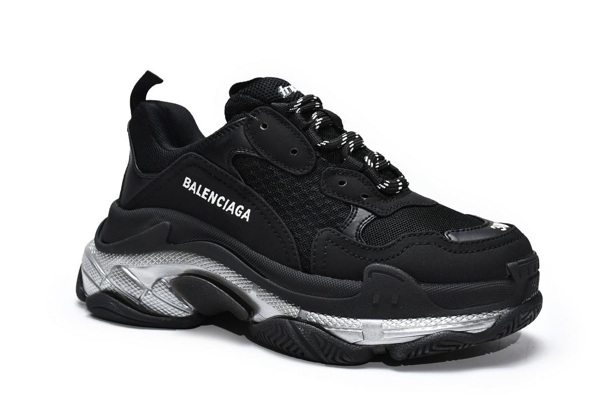 Ba***ci*ga Triple S Black Silver   544351 W2FB2 1001