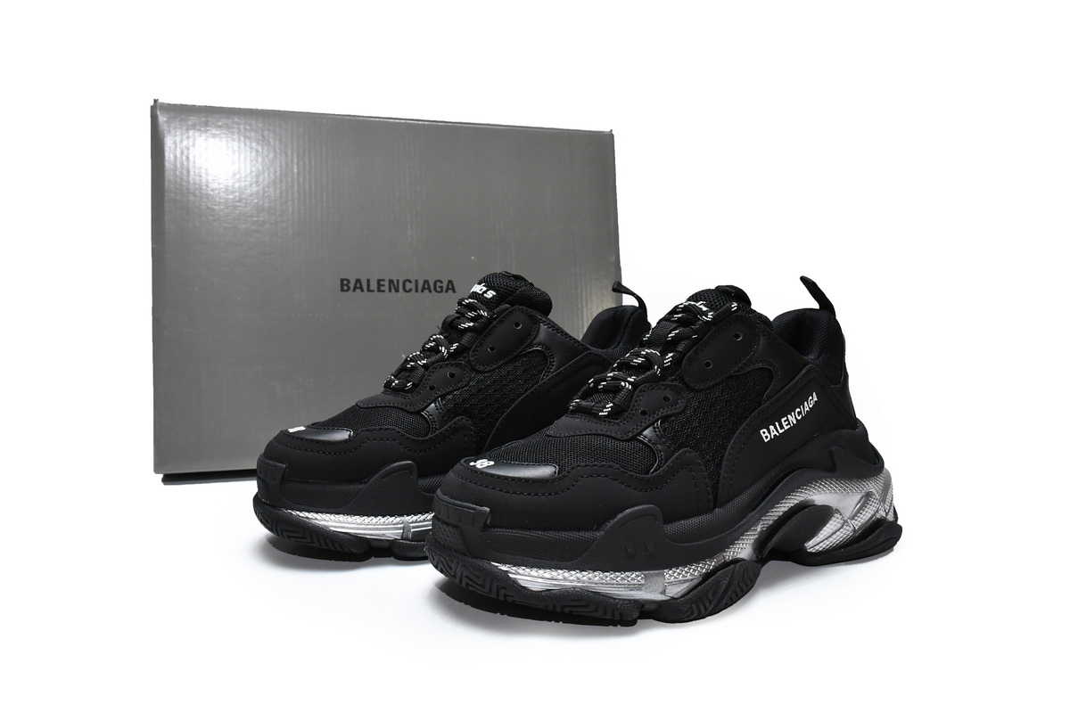 Ba***ci*ga Triple S Black Silver   544351 W2FB2 1001