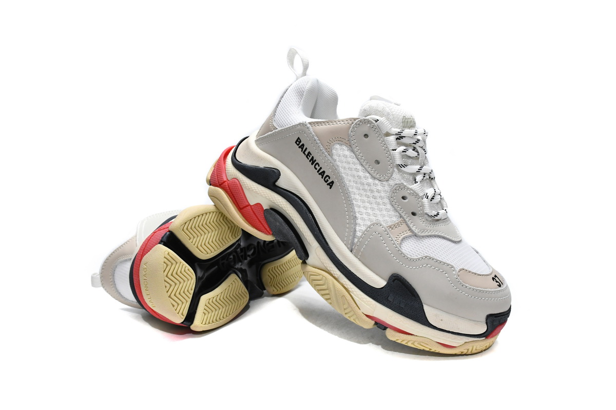 Ba***ci*ga Triple S White Dark Grey Red   524037 W09E1 9000