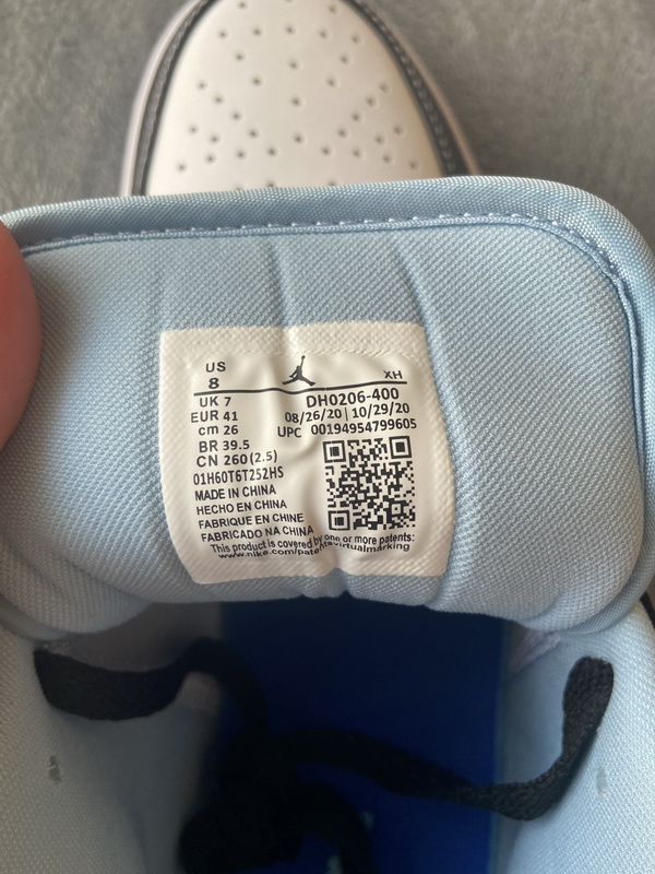 Air Jordan 1 Low White Blue Black  DH0206-400