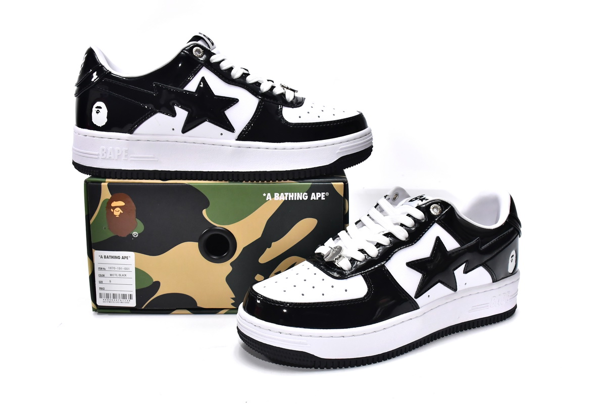 A Bathing Ape Bape Sta Low Black White 1H70-191-001