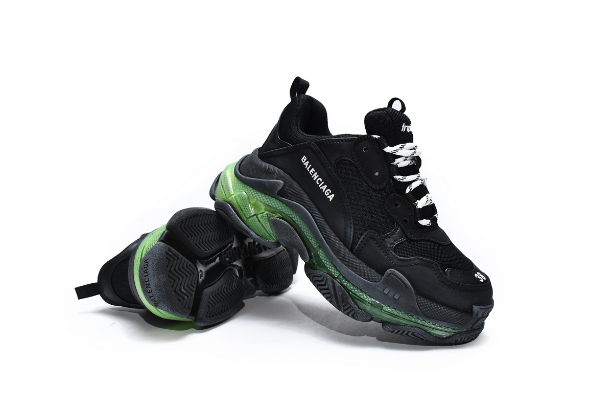 Ba***ci*ga Triple S Black Green   544351 W09ON 1047