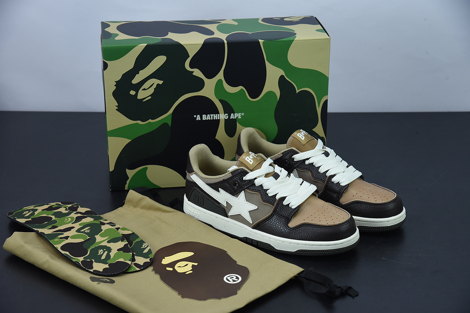 A Bathing Ape Bape SK8 Sta Brown Ivory 1H80191013