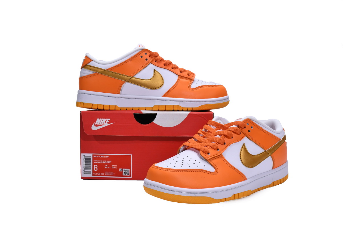 Nike Dunk Low White/Orange Blaze-Gold  CU1726-002