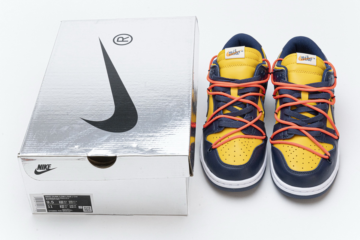 OFF WHITE X Nike Dunk SB Low White Michigan  CT0856-700