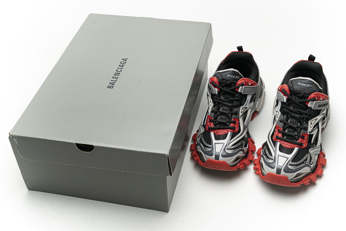 Ba***ci*ga Track 2 Sneaker Grey Red   570391 W2GN3 1003