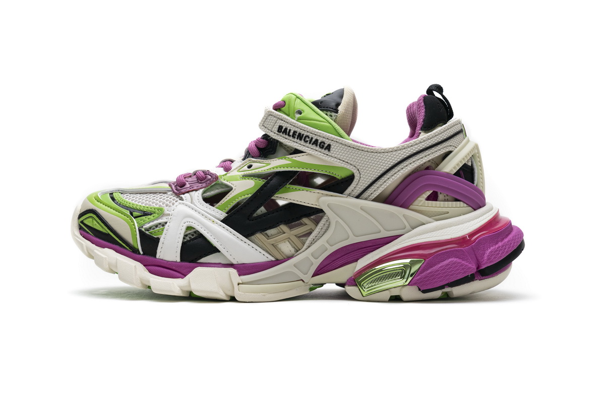 Ba***ci*ga Track 2 Sneaker White Green Pink   568615 W2GN3 9199