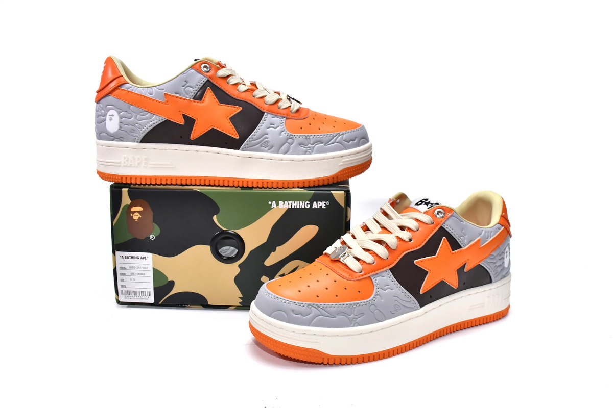 A Bathing Ape Bape Sta Low Grey Orange  1H70-291-002