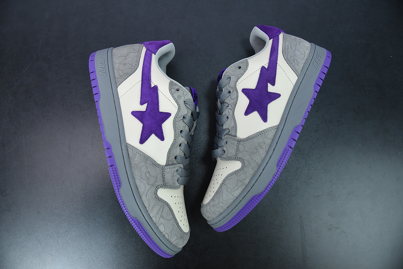 A Bathing Ape Court Sta Mist Grey Royal Purple 1G801009I