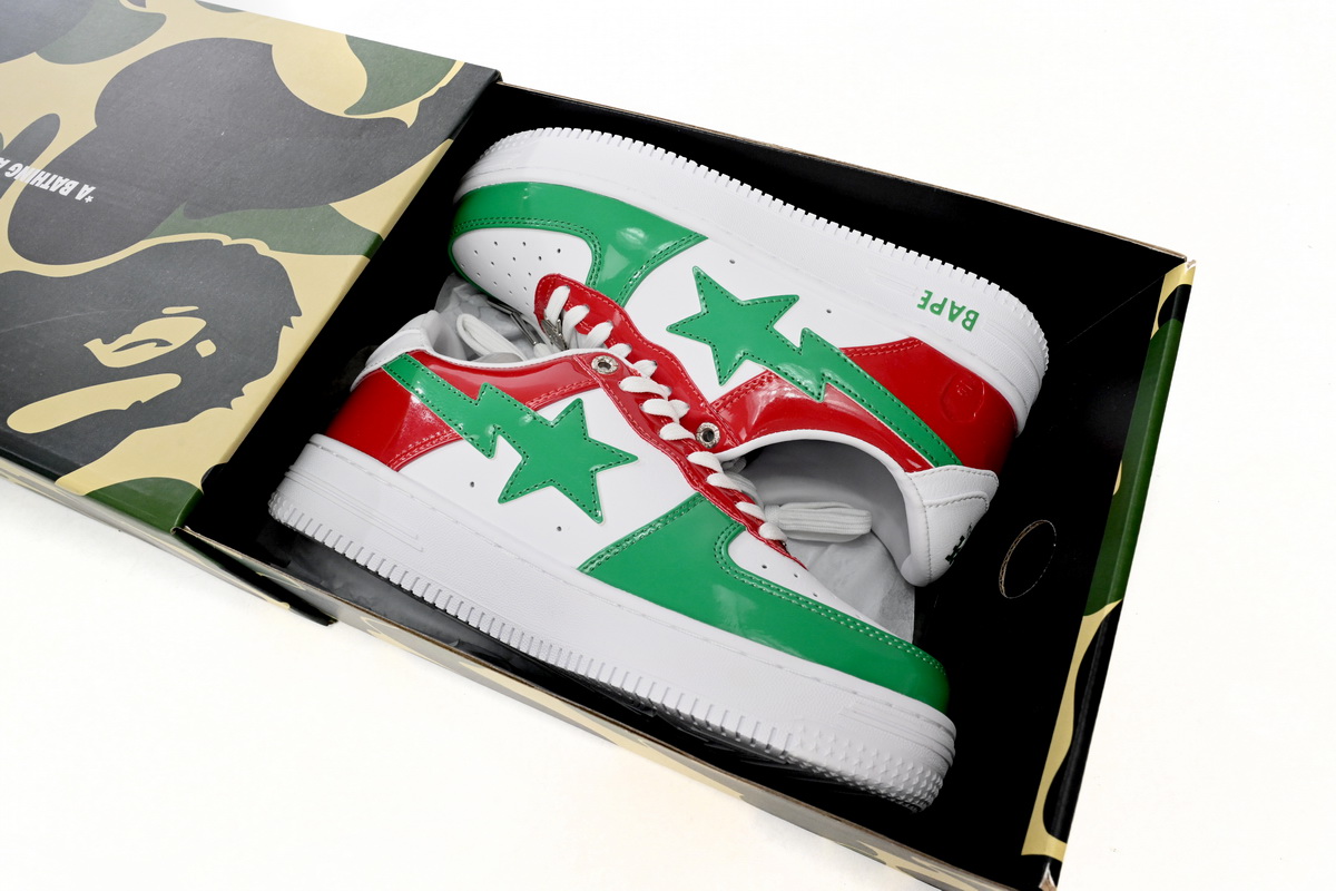 A Bathing Ape Bape Sta Low Red, white, and Green 1180-191-004