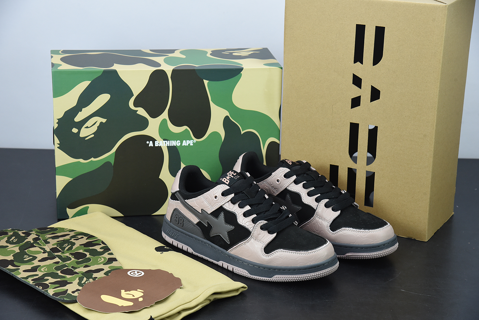 A Bathing Ape Bape SK8 Sta Dirty Pink Black 1G801009I