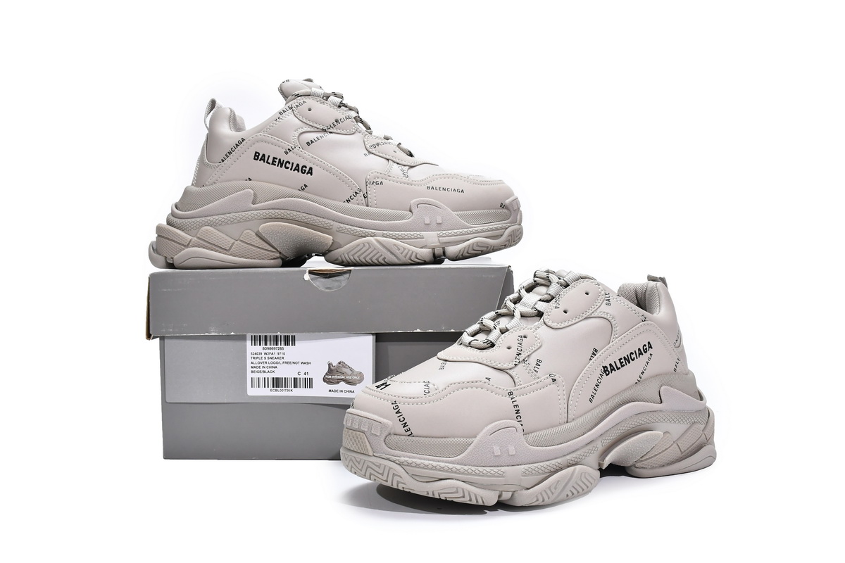 Ba***ci*ga Triple S Letter Beige  524039 W2FA1 9710