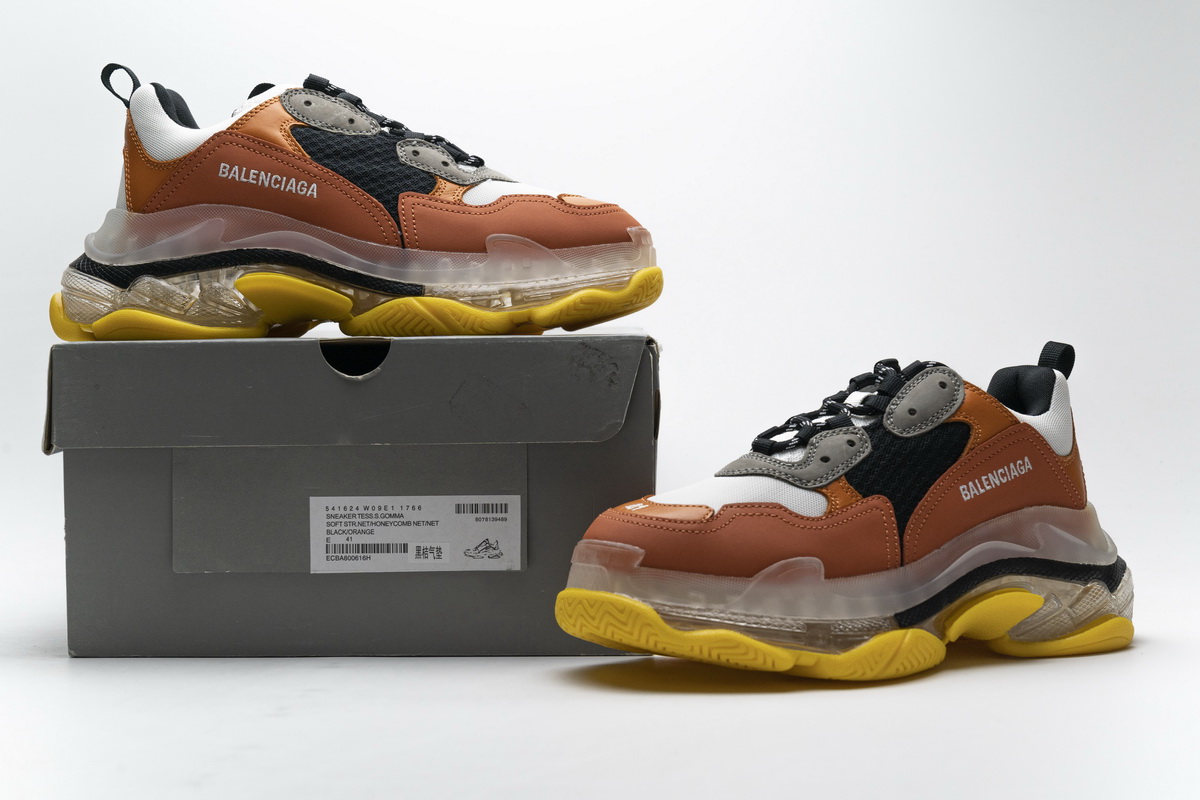 Ba***ci*ga Triple S Black Orange  541624 W09E1 1766