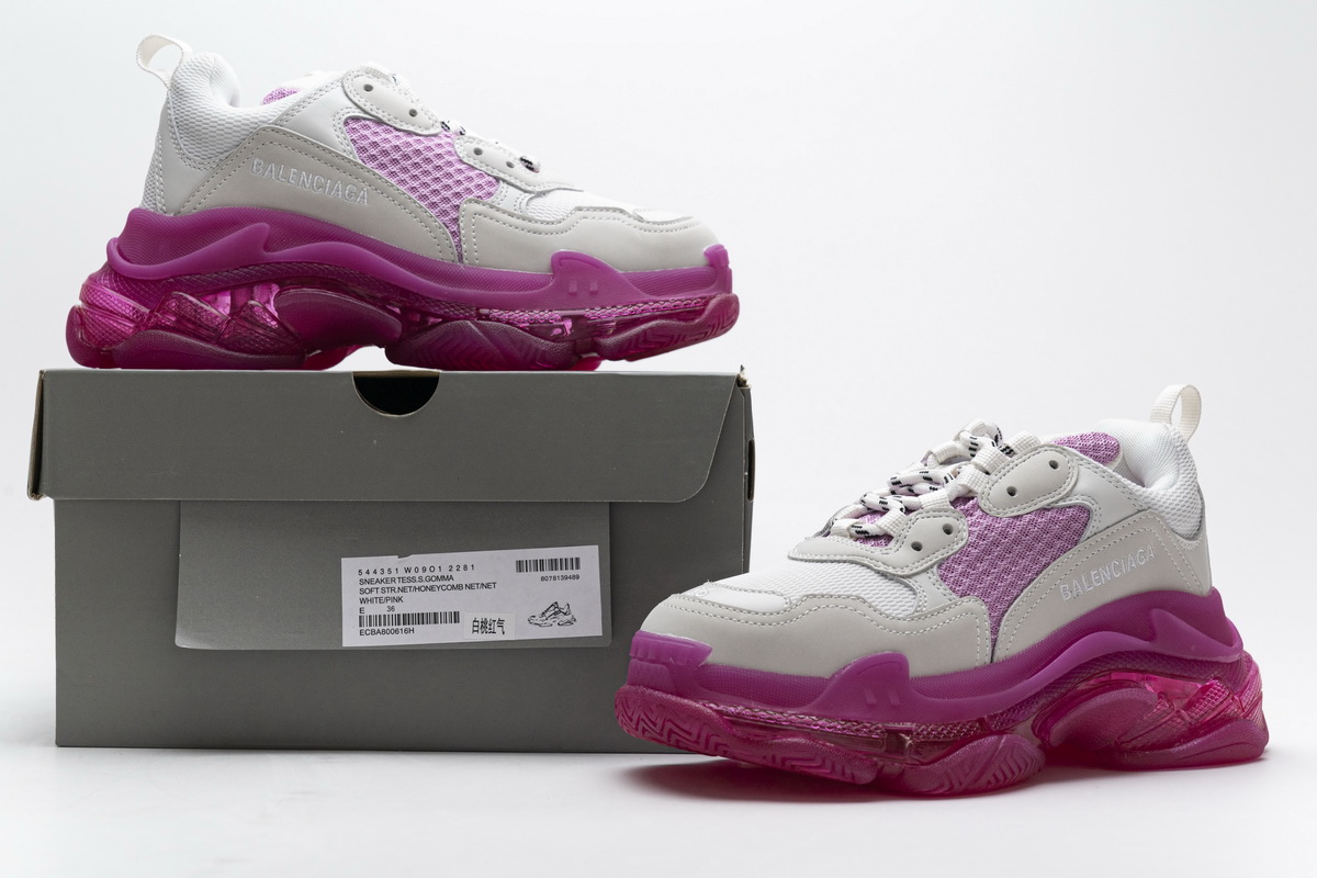 Ba***ci*ga Triple S White Pink  544351 W09O1 2281