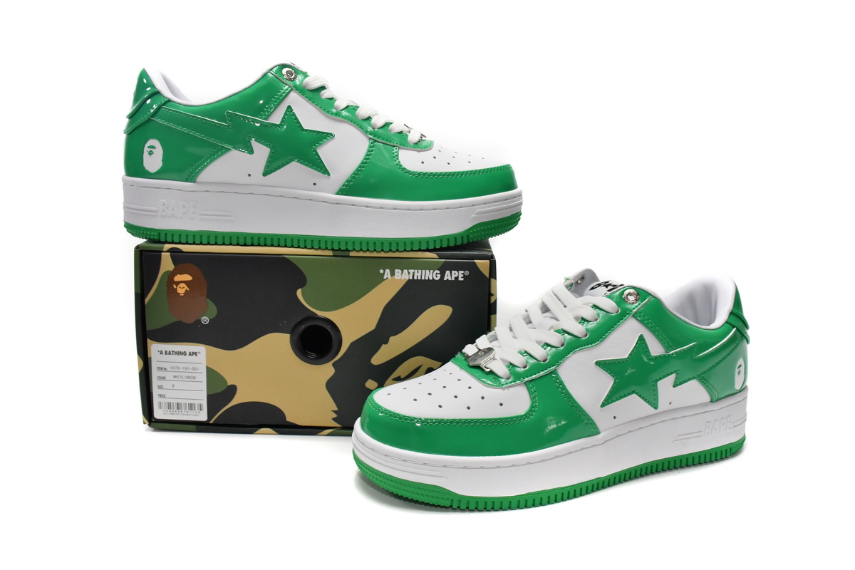 A Bathing Ape Bape Sta Low White Green   1H70-191-001