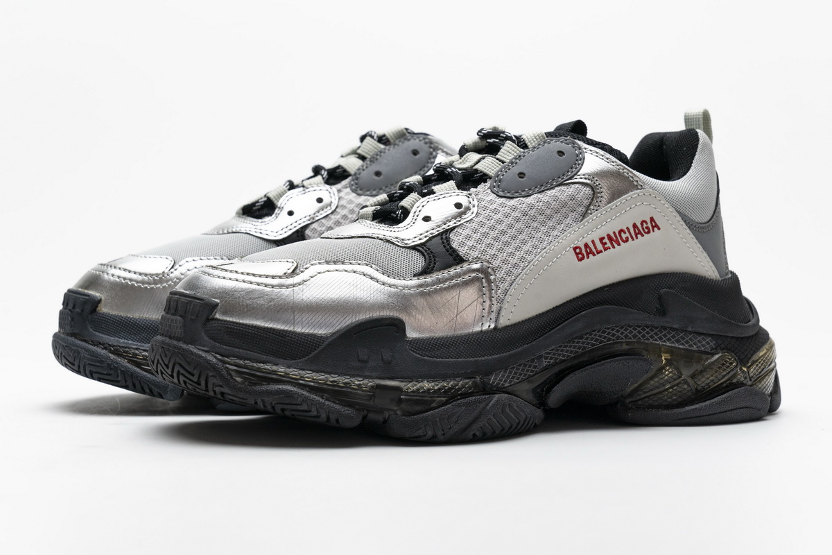 Ba***ci*ga Triple S Black Silver  541624 W09E1 7320