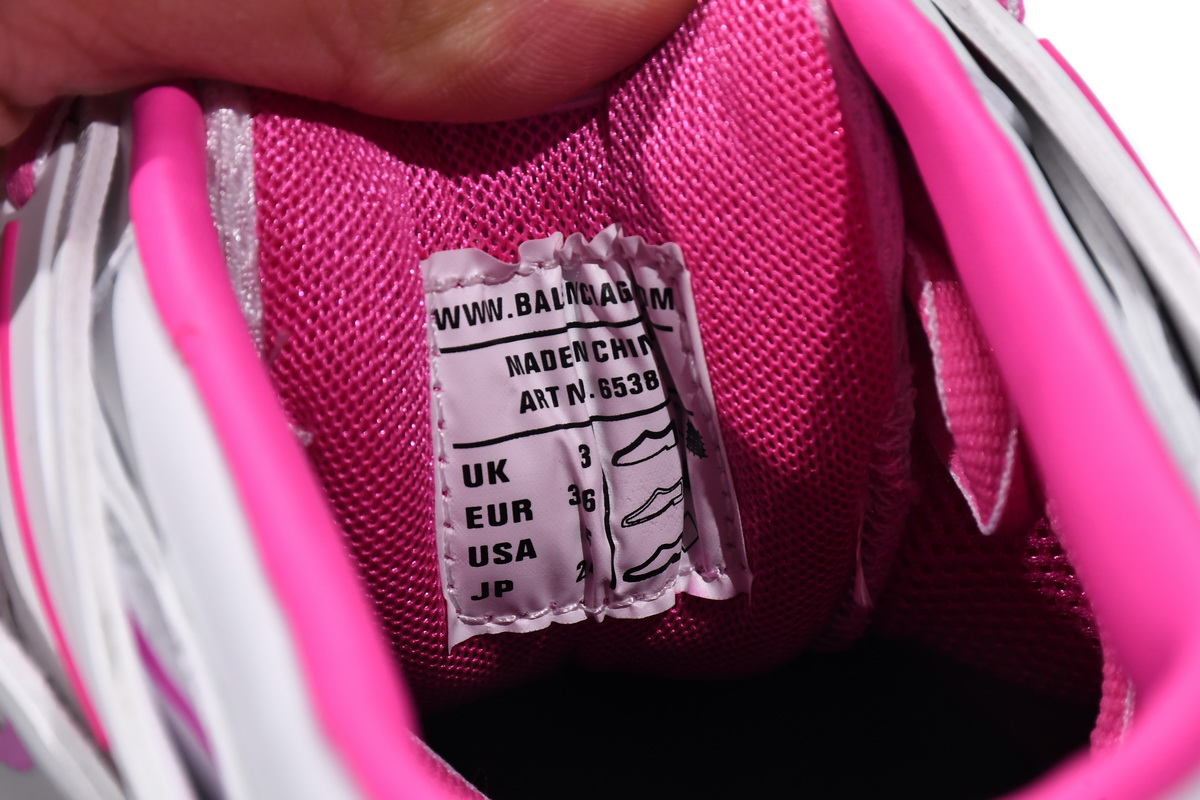 Ba***ci*ga Track White Pink  653813 W3CP6 9055
