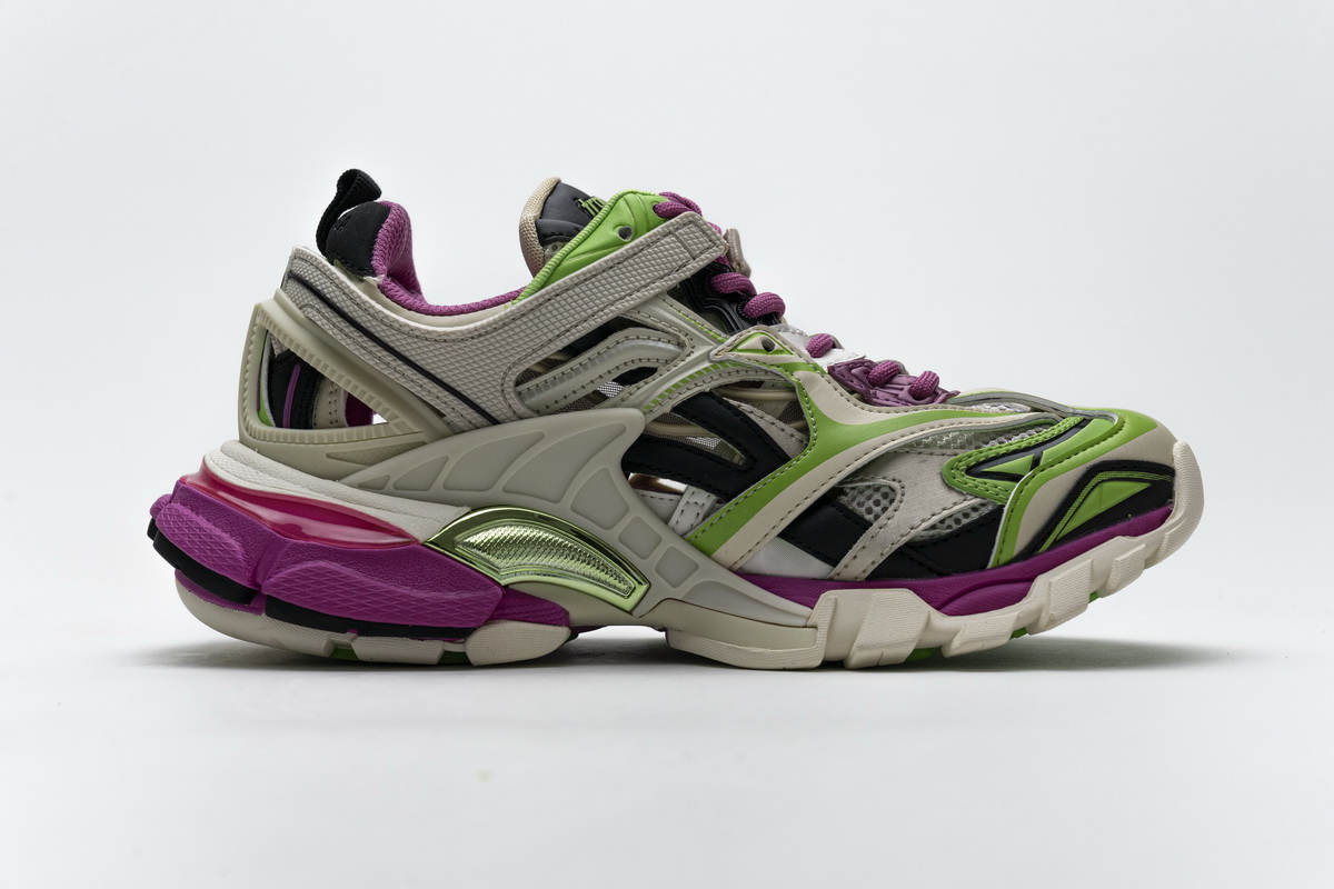 Ba***ci*ga Track 2 Sneaker White Green Pink   568615 W2GN3 9199