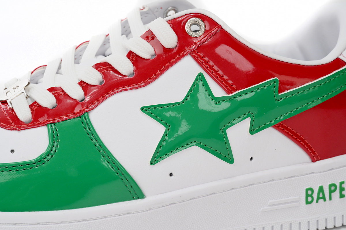A Bathing Ape Bape Sta Low Red, white, and Green 1180-191-004