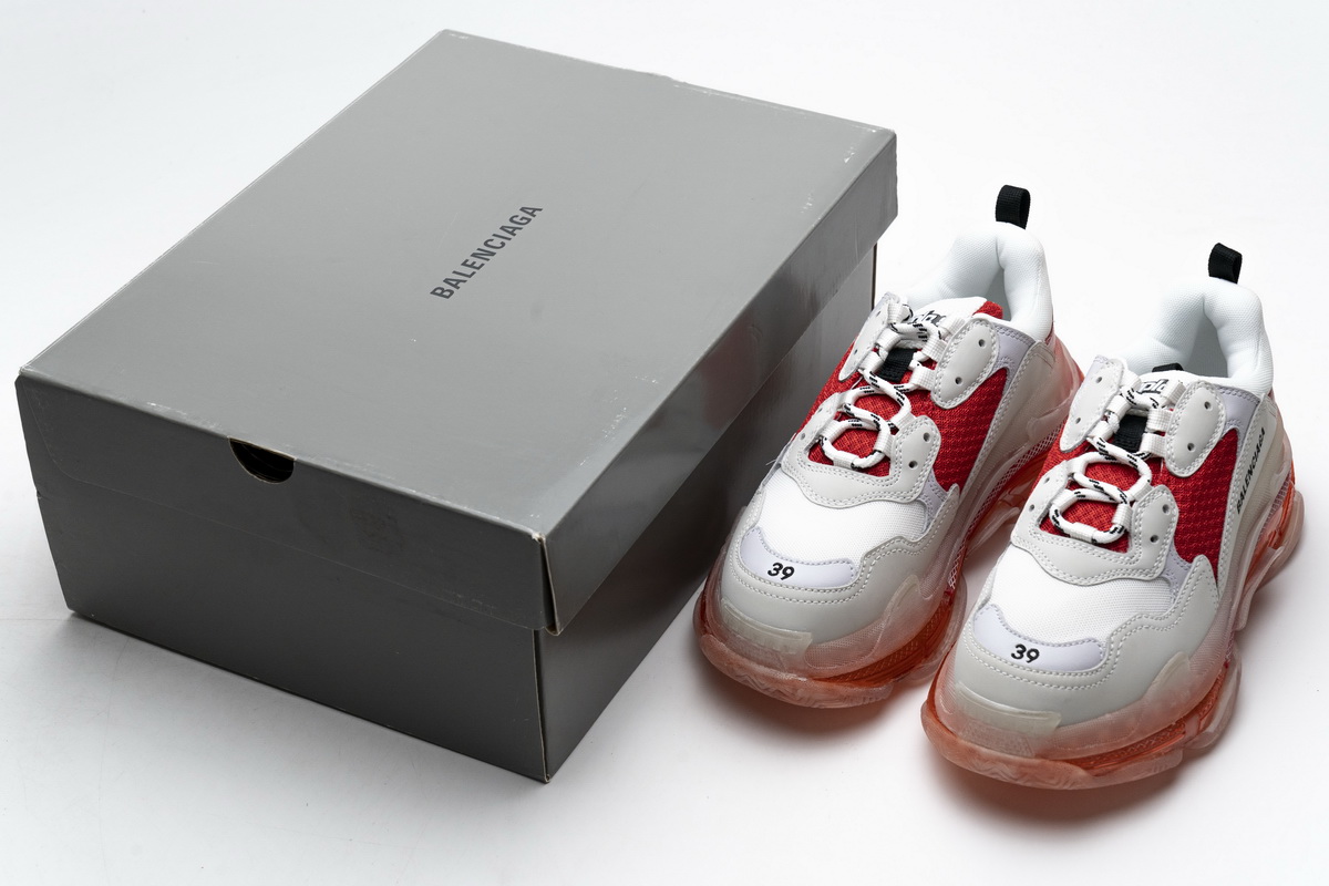 Ba***ci*ga Triple S White Red 544351 W09E1 4552