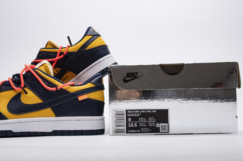 OFF WHITEx Nike Dunk SB Low White Michigan  CT0856-700