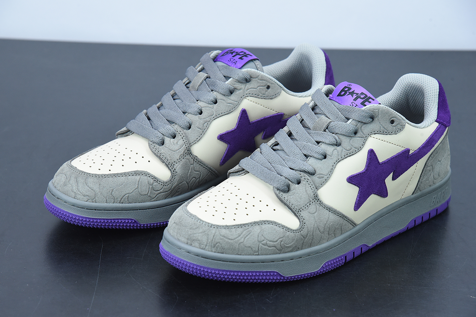 A Bathing Ape Court Sta Mist Grey Royal Purple 1G801009I