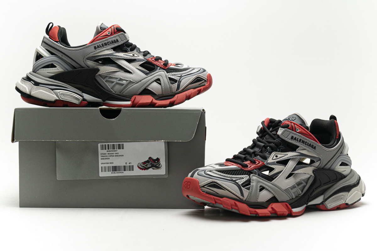 Ba***ci*ga Track 2 Sneaker Grey Red   570391 W2GN3 1003