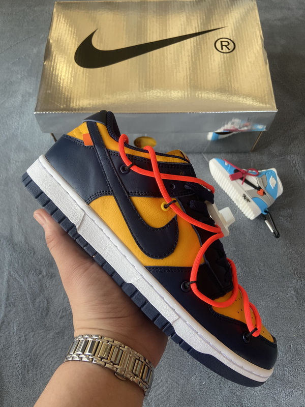 OFF WHITE X Nike Dunk SB Low White Michigan   CT0856-700