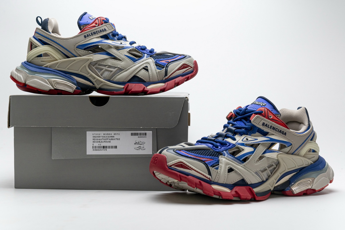 Ba***ci*ga Track 2 Sneaker Beige Blue  570391 W2GN2 8570