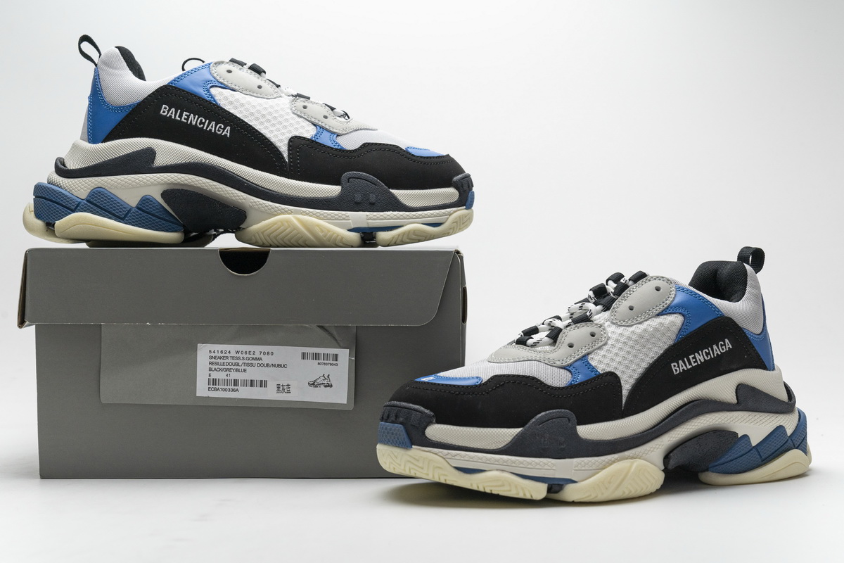 Ba***ci*ga Triple S Black Grey Blue  541624 W06E2 7080