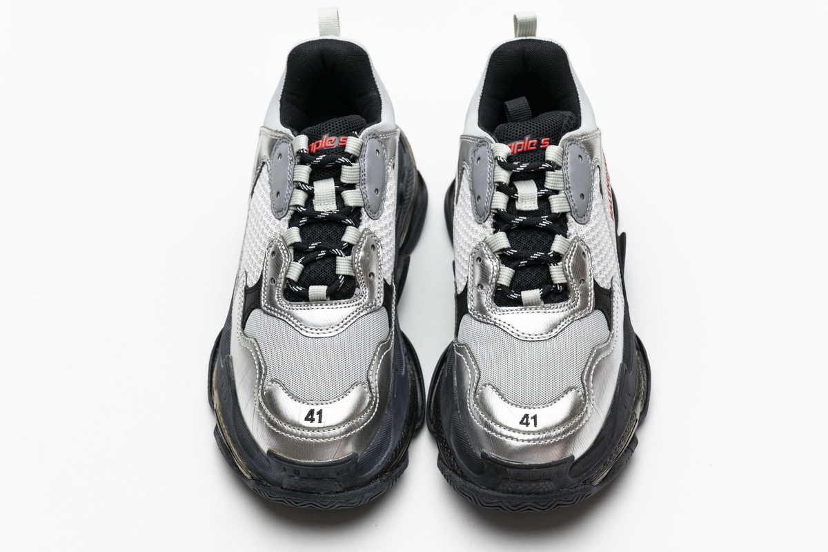 Ba***ci*ga Triple S Black Silver  541624 W09E1 7320