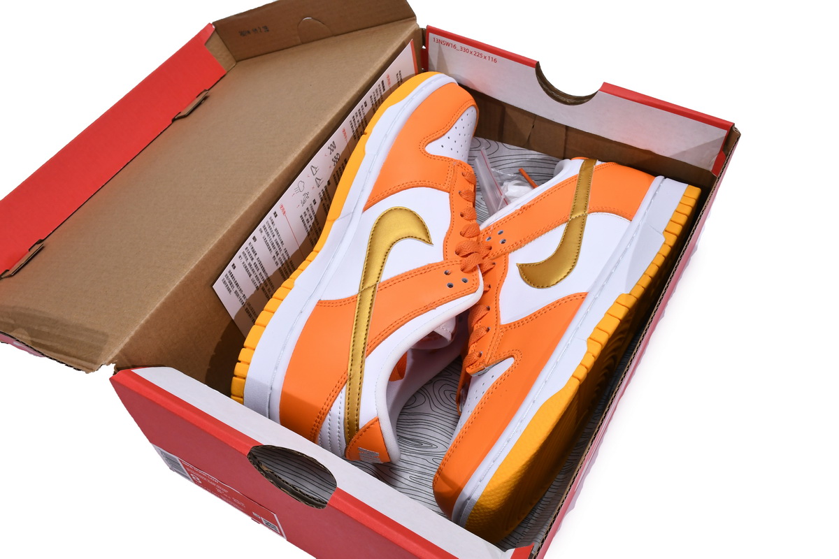 Nike Dunk Low White/Orange Blaze-Gold  CU1726-002