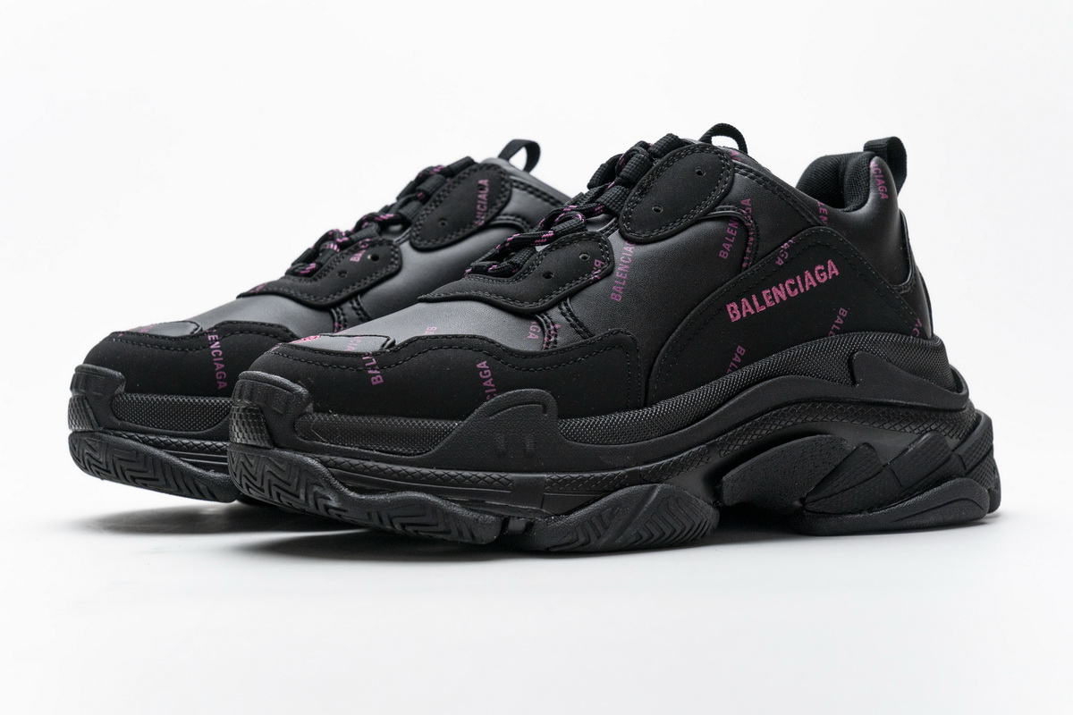 Ba***ci*ga Triple S Letter Black Pink   524039 W2FA1 7635