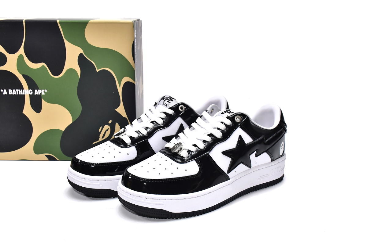 A Bathing Ape Bape Sta Low Black White 1H70-191-001