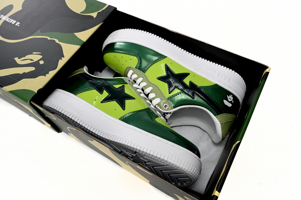 A Bathing Ape Bape Sta Low Black Green Mirror Surface  1H20 190 046