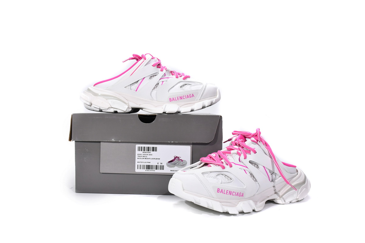 Ba***ci*ga Track White Pink  653813 W3CP6 9055